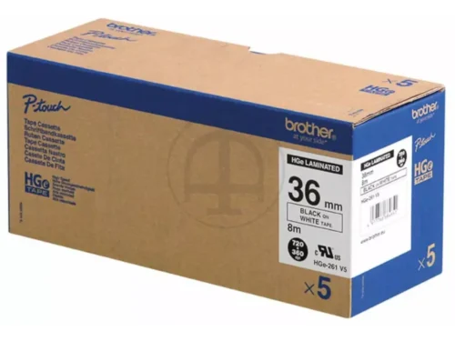 De Brother HGE261V5 is een handige labeltape van 3,6 cm breed en 8 meter lang, speciaal geschikt voor Brother P-touch