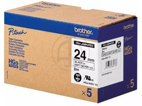De Brother HGM-931V5 labeltape is ideaal voor heldere, duurzame labels met zwart op zilver voor een professionele uitstraling. Met een