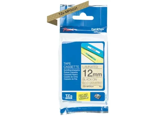 De Brother TZE-MPGG31 is een labeltape met zwart op goud voor een professionele uitstraling en is geschikt voor diverse Brother