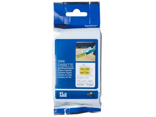 Brother FLE-6511 is een praktische labelrol met zwart op geel, geschikt voor diverse Brother P-Touch printers. Met 72 labels per
