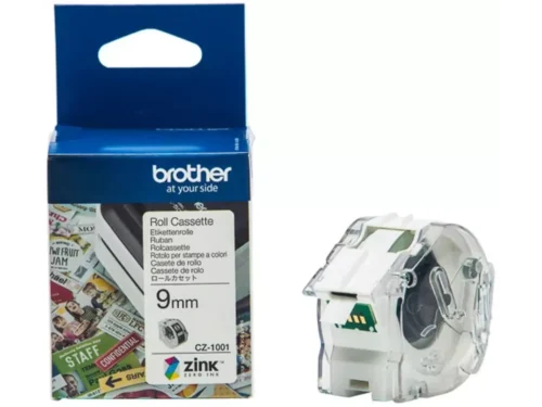 De Brother CZ-1001 is een doorlopend etiket met CZ-tape en inkjettechnologie, ideaal voor heldere en kleurrijke labels van 9 mm