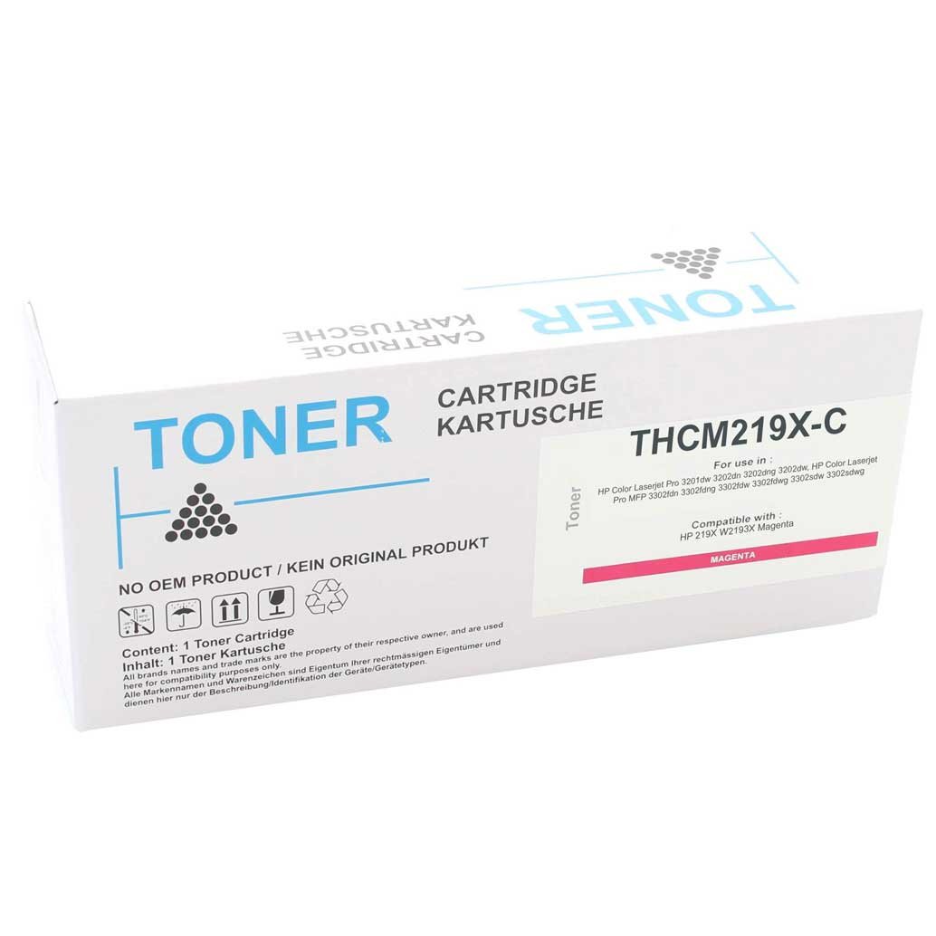 Alternatief voor HP 219X magenta LaserJet tonercartridge W2193X W2192A Deze HP 219X high-capacity magenta LaserJet-tonercartridge is een betrouwbaar alternatief voor levendige afdrukken tot 2500 pagina’s. Geschikt voor diverse HP