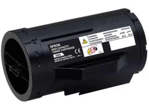 De Epson High Capacity Toner Cartridge Black levert scherpe zwarte afdrukken en gaat tot wel 10.000 pagina’s mee, ideaal voor