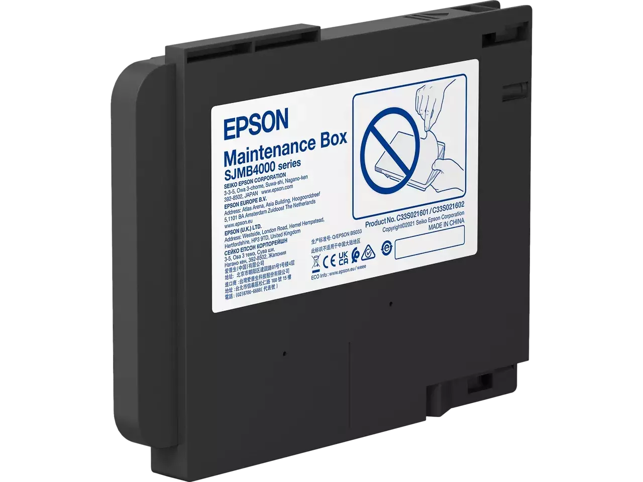 C33S021601 Epson SJMB4000 CW onderhoudskit Het Epson C33S021601 onderhoudspakket is speciaal ontwikkeld voor Epson COLORWORKS C4000-printers en helpt je printer in topconditie te houden. Dankzij