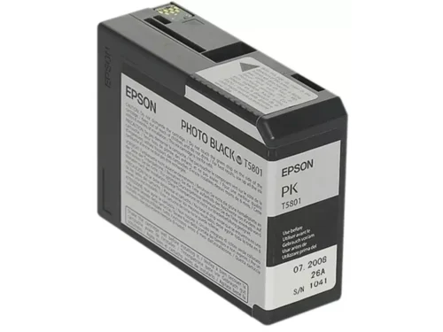 De Epson inktpatroon Photo Black T580100 levert scherpe, diepe zwarte afdrukken dankzij pigmentgebaseerde inkt en een inhoud van 80 ml.