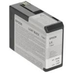 De Epson inktpatroon Light Black T580700 levert hoogwaardige pigmentinkt in een handige enkele verpakking van 80 ml, ideaal voor scherpe,