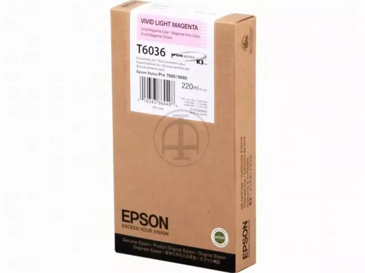 C13T603600 Epson ST Pro inkt licht mag vivid 220ml De Epson inktpatroon Vivid Light Magenta T603600 van 220 ml levert heldere, consistente magentakleuren dankzij pigmentinkt. Deze enkele verpakking is