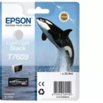 De Epson T7609 lichtgrijs is een originele pigmentinktcartridge voor de Epson SureColor SC-P600, geleverd in een enkele verpakking met 25,9