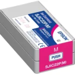 De Epson SJIC22P(M) ink cartridge voor ColorWorks C3500 levert heldere magenta afdrukken met pigmentinkt en een inhoud van 32,5 ml.