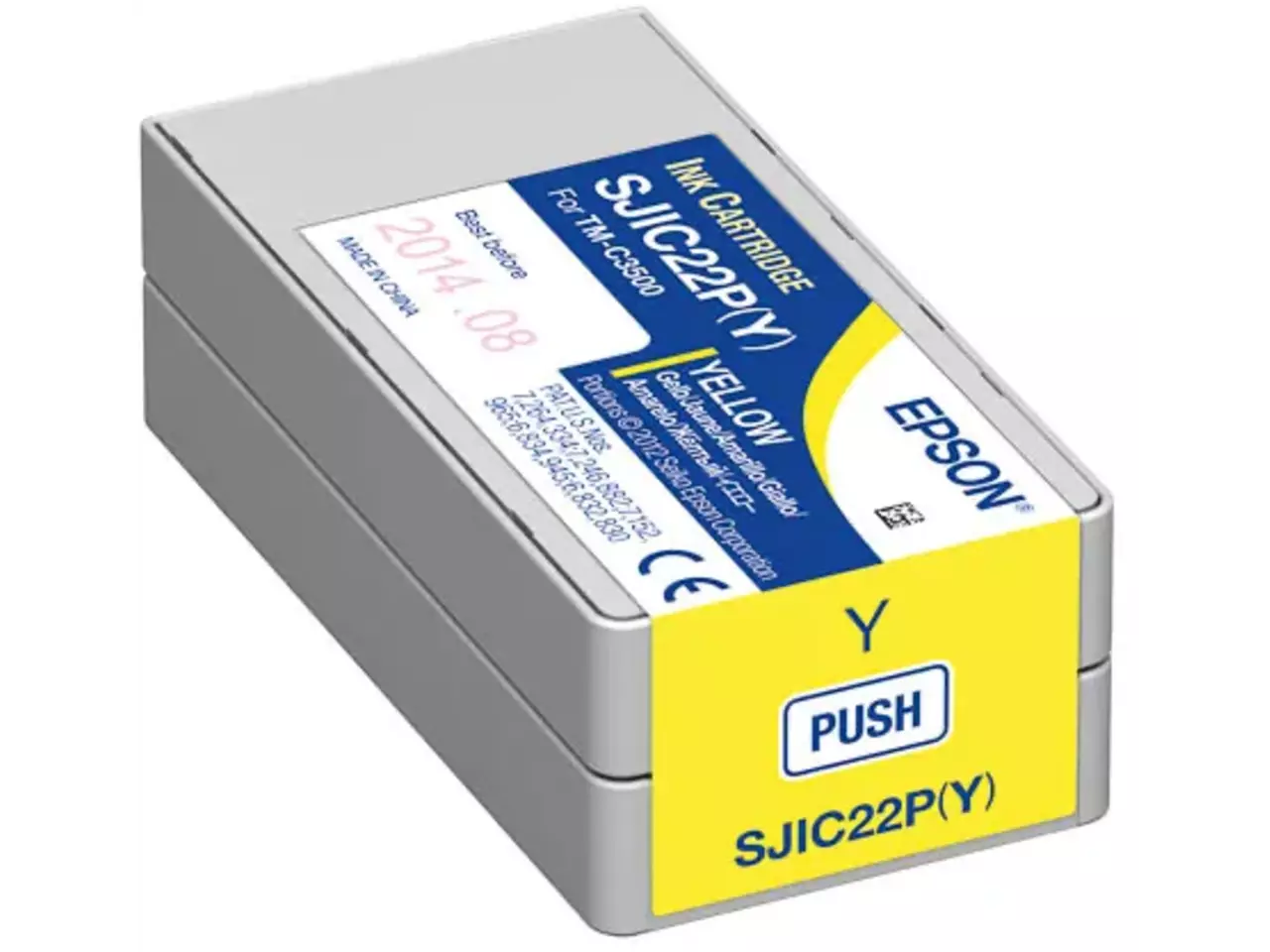 C33S020604 Epson SJIC22PY TM inkt geel 32,5 ml De Epson SJIC22P(Y) is een gele inktcartridge voor ColorWorks-printers en levert heldere, duurzame afdrukken dankzij pigmentinkt. Met 32,5 ml inhoud