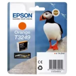 De Epson T3249 Orange is een pigmentgebaseerde inkjetcartridge met normaal rendement, speciaal voor de EPSON SURECOLOR SC-P 400. Deze enkele