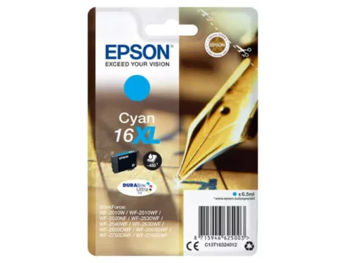 De Epson Pen and crossword Singlepack Cyan 16XL DURABrite Ultra is een hoogwaardige cyaan inkjetcartridge met een hoge opbrengst tot