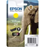 De Epson Elephant 24 gele inktcartridge levert heldere, levendige afdrukken met pigmentinkt en een capaciteit tot 360 pagina’s. Deze afzonderlijke