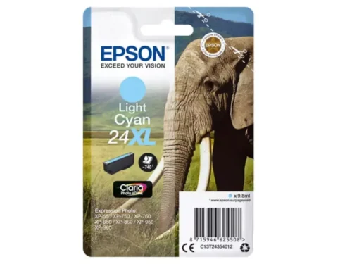 De Epson Elephant 24XL Olifant Claria Photo HD lichtcyaan inkt zorgt voor levendige fotoprints met een hoge opbrengst van tot