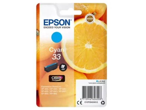 De Epson Oranges 33 Claria Premium cyaan inktcartridge levert scherpe kleuren en een betrouwbare printkwaliteit voor diverse Expression Premium-printers. Met