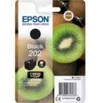 De Epson Kiwi Singlepack Black 202 Claria Premium Ink levert scherpe, heldere zwart-afdrukken met een paginaopbrengst tot 250 pagina’s. Deze