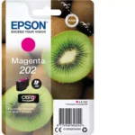 De Epson Kiwi Singlepack Magenta 202 Claria Premium Ink levert heldere magenta prints met een opbrengst tot 300 pagina’s, ideaal