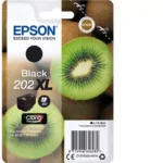 De Epson Kiwi Singlepack Black 202XL Claria Premium Ink levert scherpe, heldere afdrukken met zwarte pigmentinkt en een hoge capaciteit