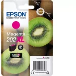 De Epson Kiwi Singlepack Magenta 202XL Claria Premium Ink levert heldere, levendige magenta prints met een hoge opbrengst tot 650