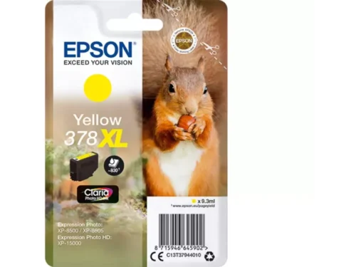 De Epson Squirrel 378XL gele inktcartridge levert scherpe, levendige afdrukken en is ideaal voor wie langdurig wil printen met hoge