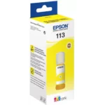 De Epson 113 EcoTank Pigment Yellow ink bottle is een originele gele inktfles voor Epson EcoTank-printers, ideaal voor scherpe en