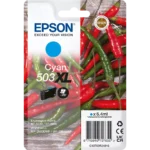 De Epson Singlepack Cyan 503XL Ink levert heldere cyaankleuren en een hoge opbrengst van tot 503 pagina’s, ideaal voor wie