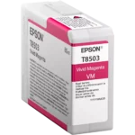 De Epson T8503 magenta inktcartridge is een enkele verpakking met 80 ml gekleurde inkt, speciaal geschikt voor de EPSON SureColor