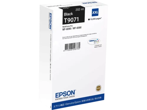 De Epson C13T90714N is een zwarte XL-inkjetcartridge met een hoge opbrengst tot 10.000 pagina’s, ideaal voor wie veel print en