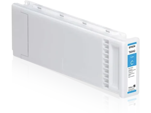 De Epson T6942 is een cyaan inktcartridge van 700 ml in enkele verpakking, ideaal voor hoge afdrukvolumes en scherpe kleuren.