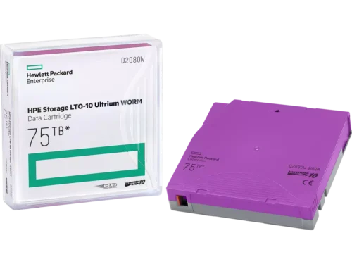 De HP LTO10 30/75TB WORM Q2080W DC Ultrium 10 biedt betrouwbare en veilige archivering voor grote datavolumes, zonder ondersteuning voor