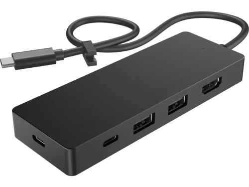 De HP USB-C Travel Hub G3 is een compacte en veelzijdige hub voor onderweg, met HDMI, USB-A en USB-C-aansluitingen en