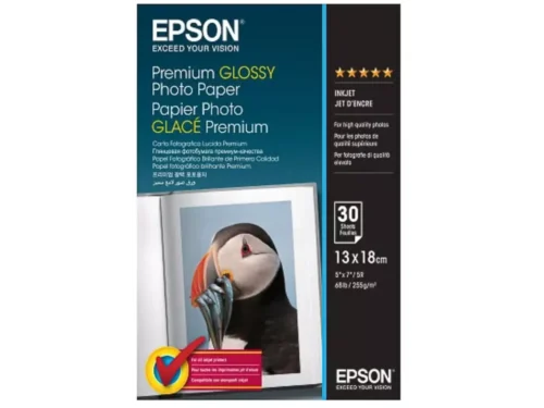Epson Premium Glossy Photo Paper levert haarscherpe, glanzende fotoprints op 13×18 cm-formaat met een premium-gloss afwerking en stevig 255 g/m²