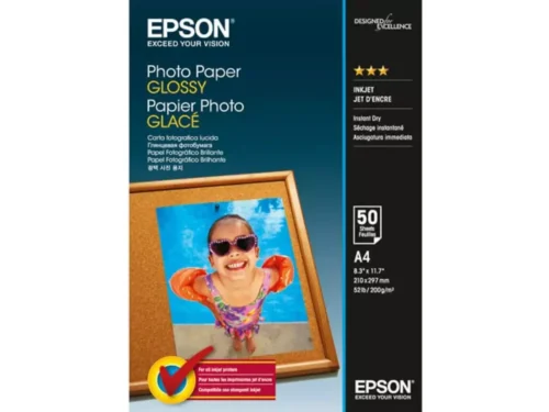 Epson Photo Paper Glossy A4 50 vellen is glanzend fotopapier van 200 g/m², ideaal voor scherpe afdrukken met een professionele