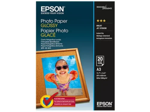 Epson A3 Glossy Photo Paper 200 g/m² is ideaal voor scherpe, levendige afdrukken met een professionele glansafwerking. Dit fotopapier in